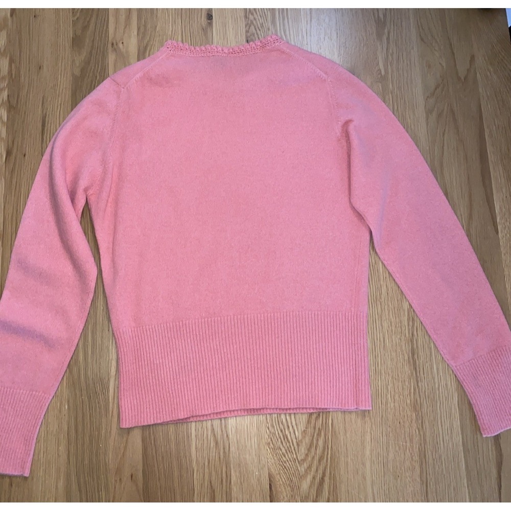 100% Cashmere Pink Crew Neck Sweater Size M‎ Pullover Crochet Floral Vintage - Picture 10 of 11